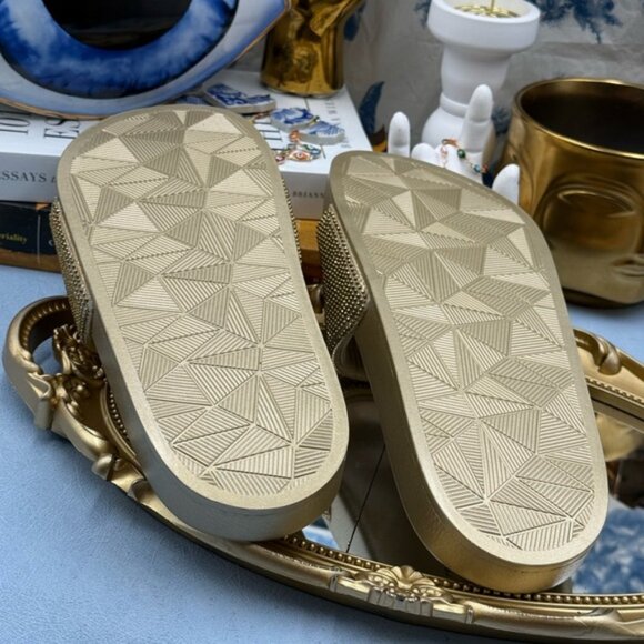 🆕 KURT GEIGER LONDON 🧿 NWOB Meena Eagle Gold Crystal Studded Slide, Sz US 7.5 - Picture 12 of 12